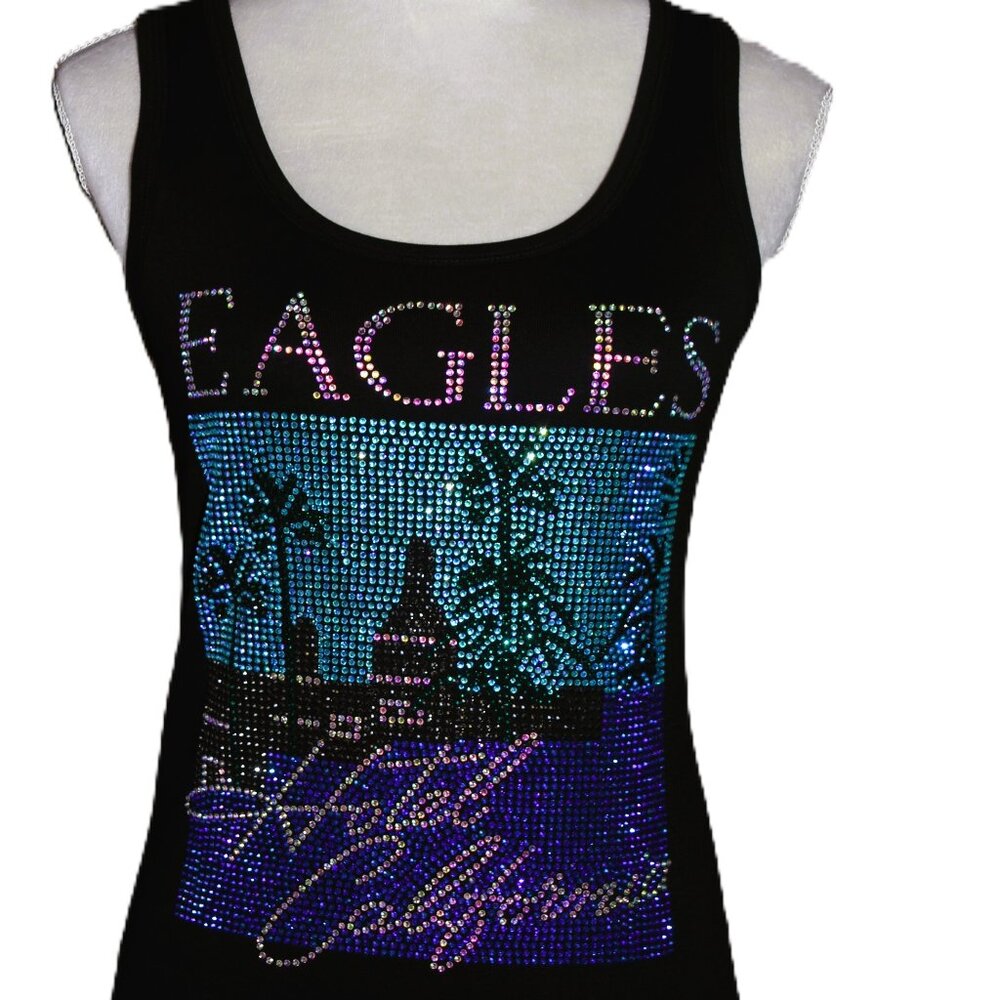 Eagles Black Rhinestone Graphic Tank Top